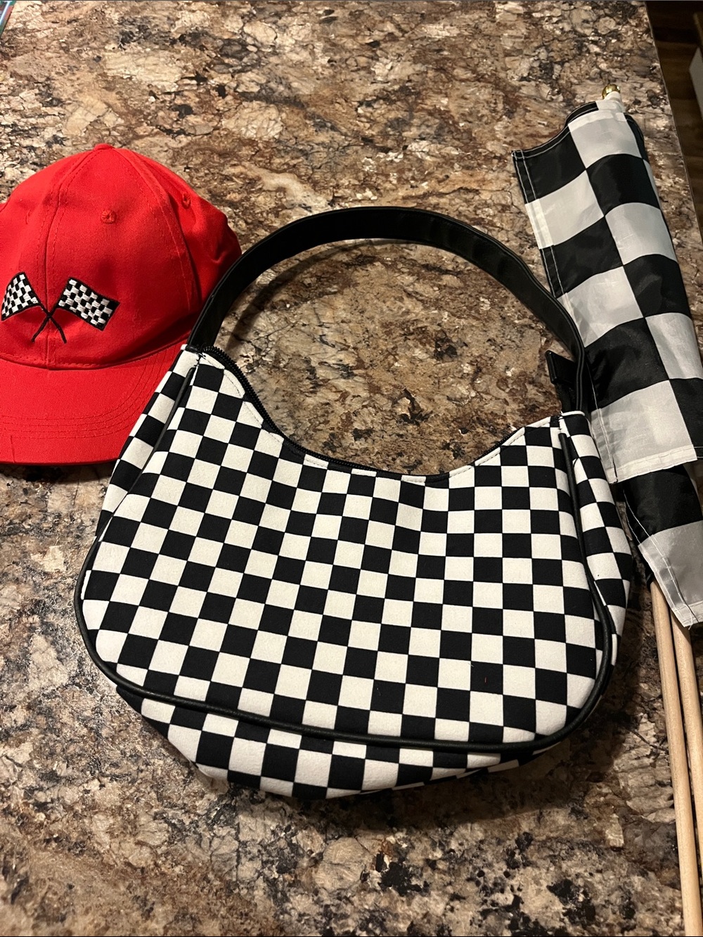 Kids Black & White Checkered Shoulder Bag - Youth Fashion Accessory